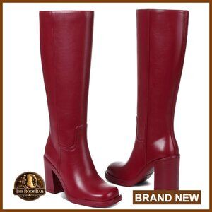 Knee High Platform Boots with PU Leather and Chunky 3.54" Heel